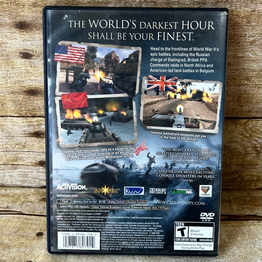 Call of Duty Finest Hour PS2 Case with BLACK Game Disc Sony PlayStation 2 - Picture 2 of 5